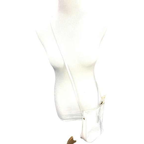 Vintage 80's Gucci White Bag Micro GG Logo Print Crossbody Purse Gold 1980's - Picture 11 of 15